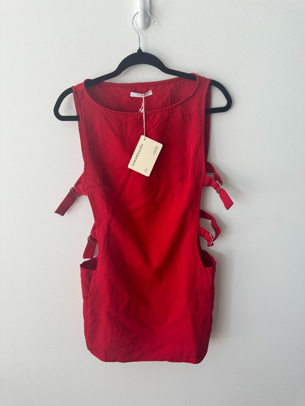 Peppermayo Red Cutout Buckle Mini Dress NWT, Size 6